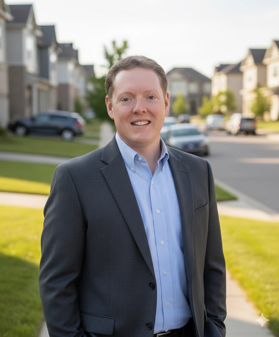 Dave Brown, REALTOR with LPT Realty, standing in front of a Woodbury, Minnesota neighborhood street